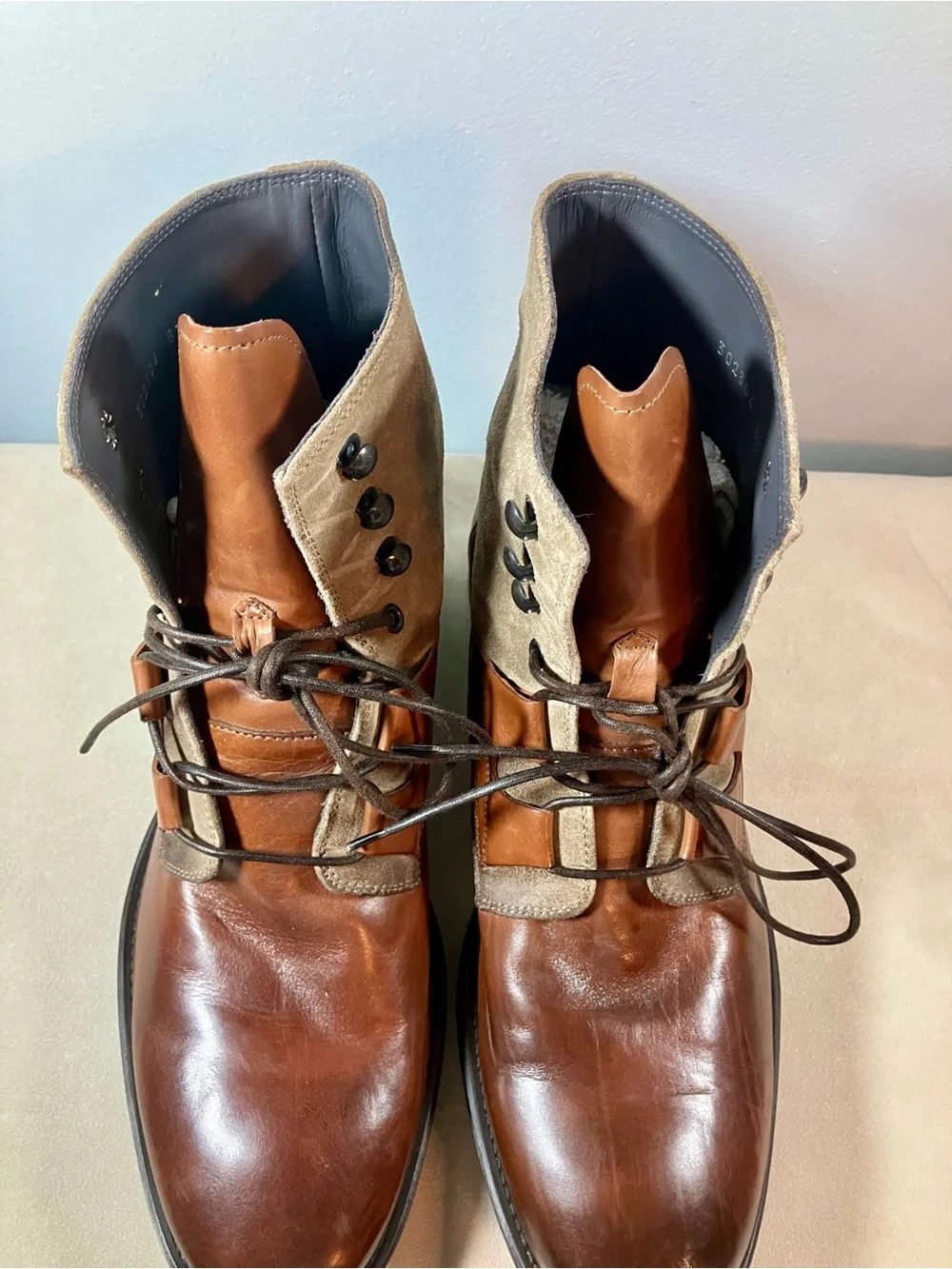 Mens To Boot New York Blake Mixed-Media Boot Lace Up Leather Suede Italy US 8.5